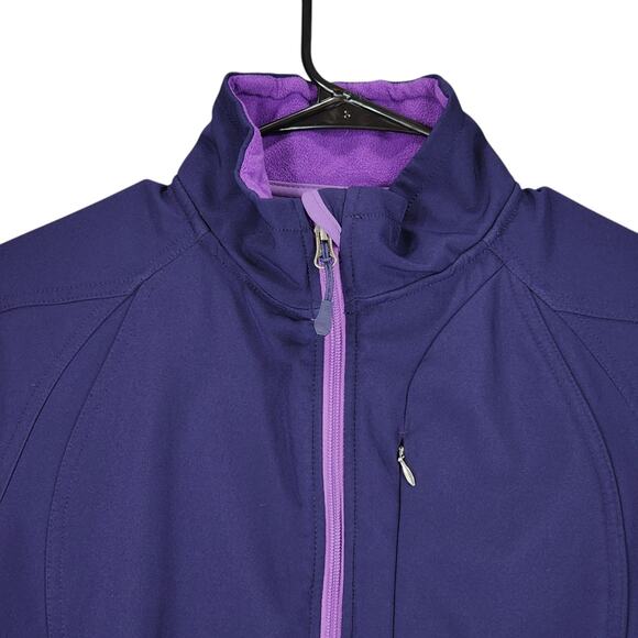 Double Diamond M Softshell Jacket Womens Fleece Lined Purple Zip Pockets‎ Bungee - Picture 8 of 13